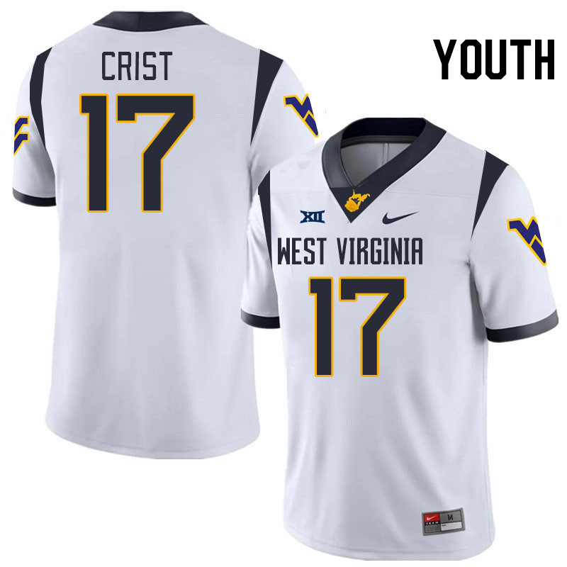 Youth #17 Jackson Crist West Virginia Mountaineers College 2024 New Uniforms Football Jerseys Stitch